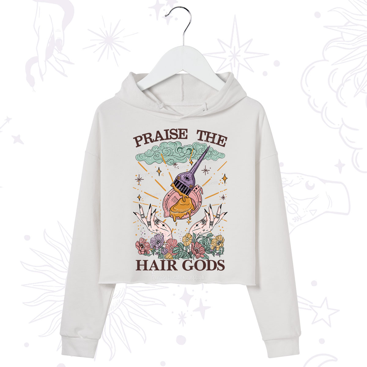 Purplehecate Praise The Hair Gods Crop Hoodie