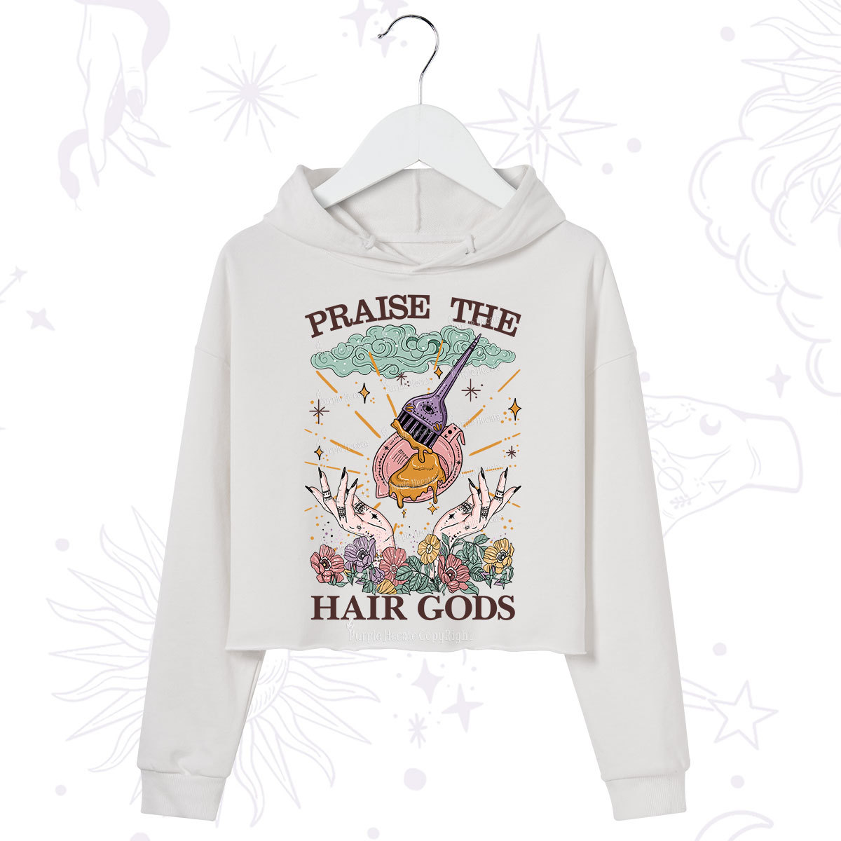 Purplehecate Praise The Hair Gods Crop Hoodie