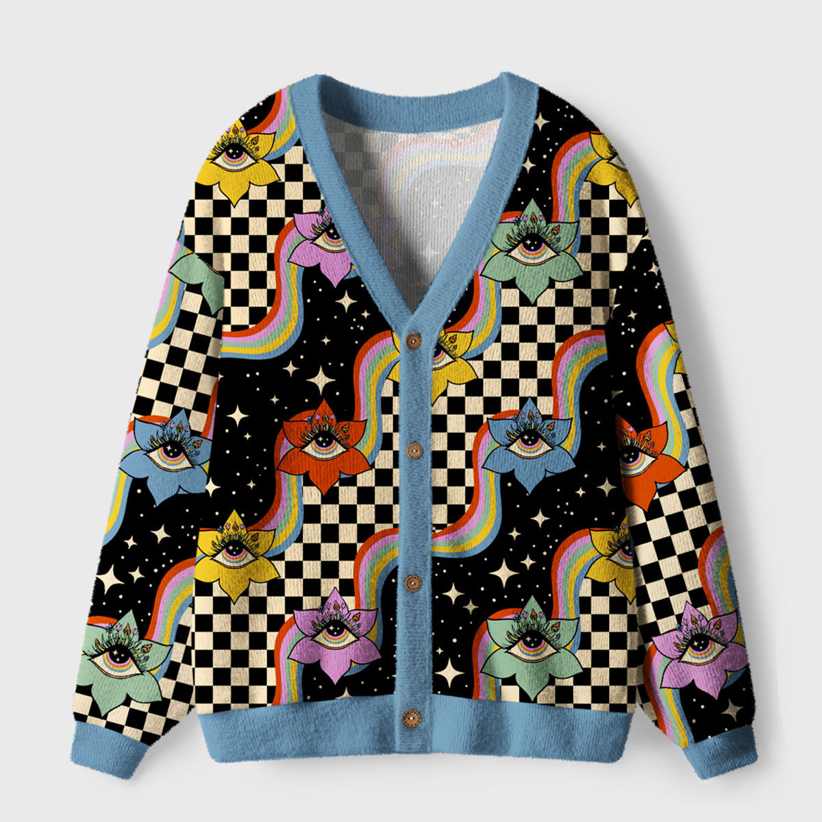 Purplehecate Vision Trip Ugly Cardigan Sweaters