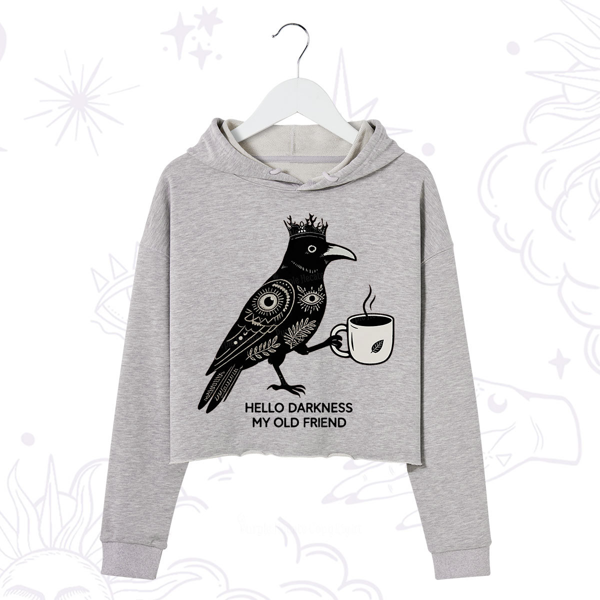 Purplehecate Hello Darkness My Old Friend Crop Hoodie