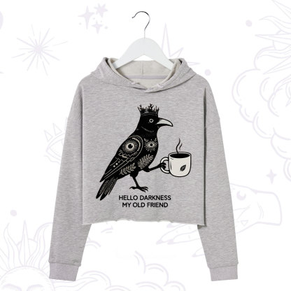 Purplehecate Hello Darkness My Old Friend Crop Hoodie