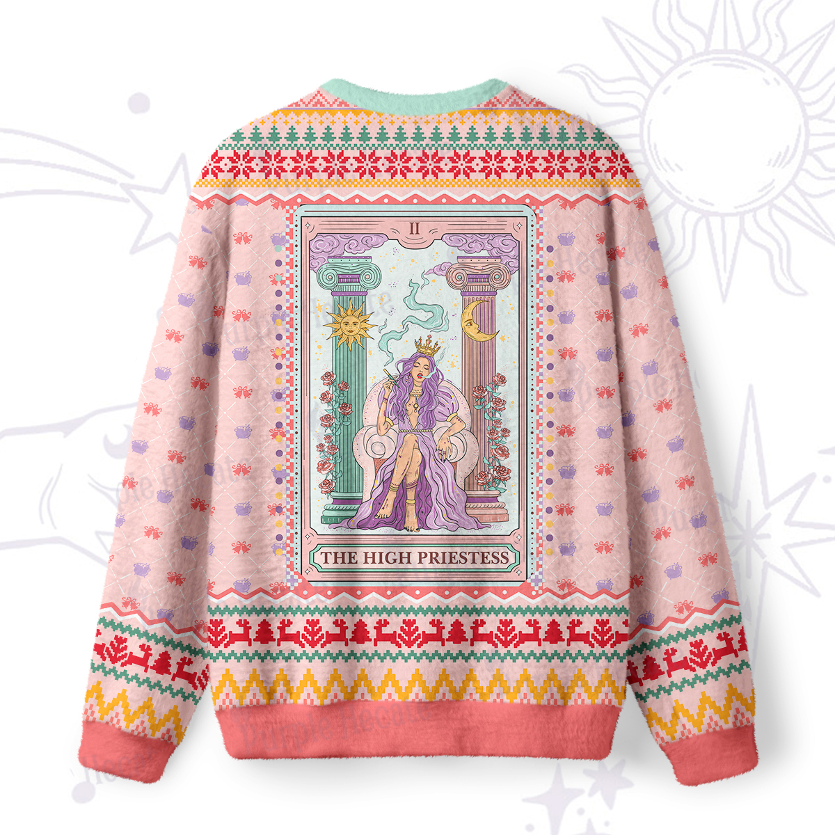 Purplehecate The High Priestess Tarot Card Ugly Christmas Sweatshirts