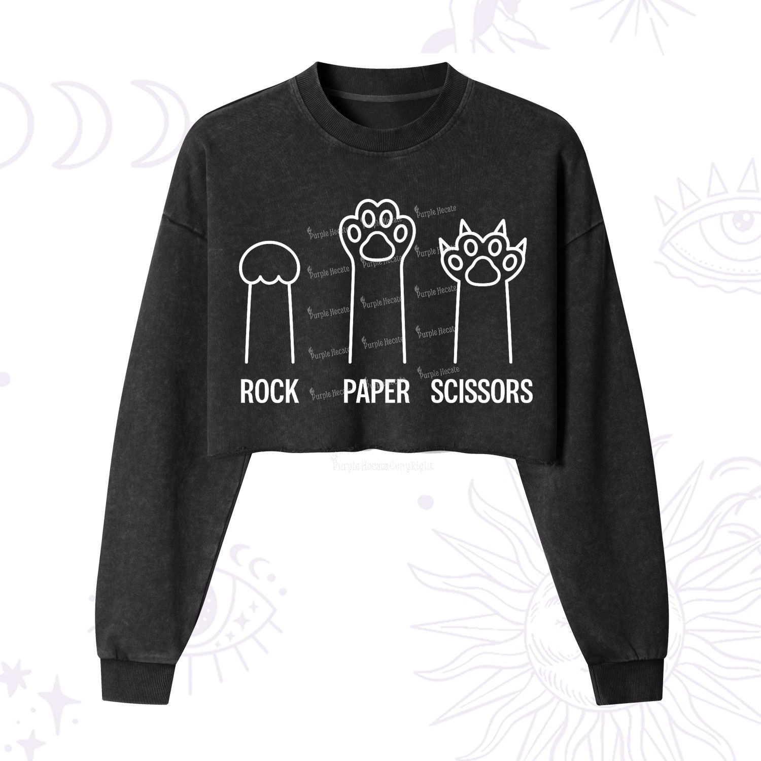 Purplehecate Rock Paper Scissors Cat Paw Edition Cropped Washed Sweats