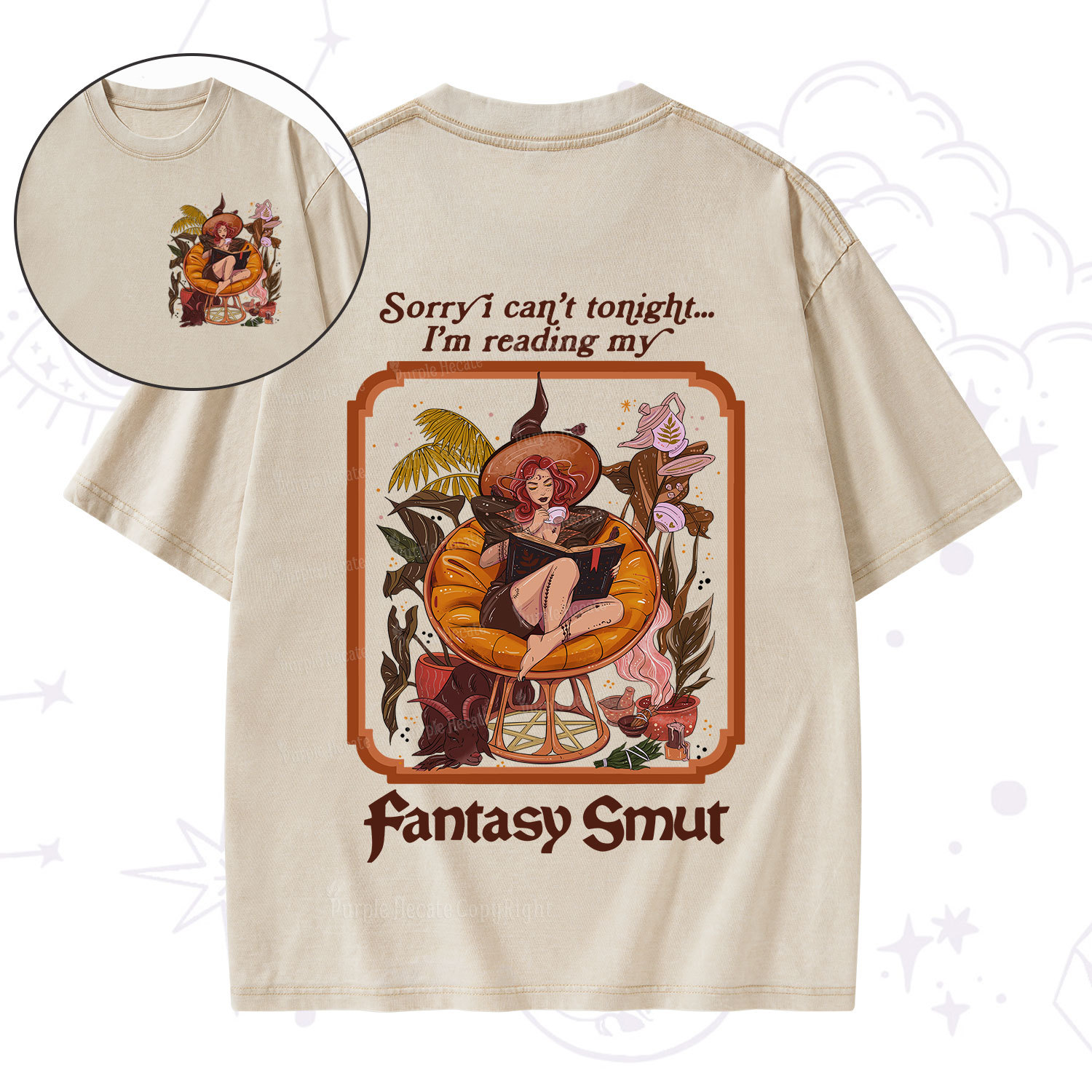 Purplehecate Sorry I Can't Tonight I'm Reading My Fantasy Smut Washed T-Shirt