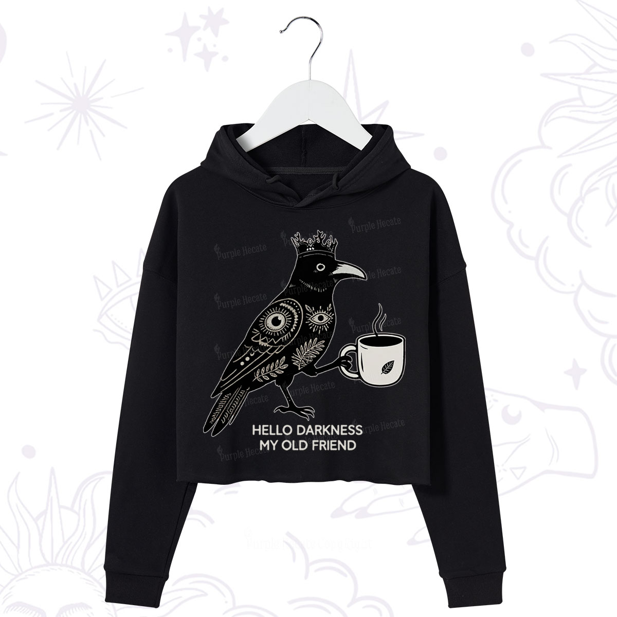 Purplehecate Hello Darkness My Old Friend Crop Hoodie