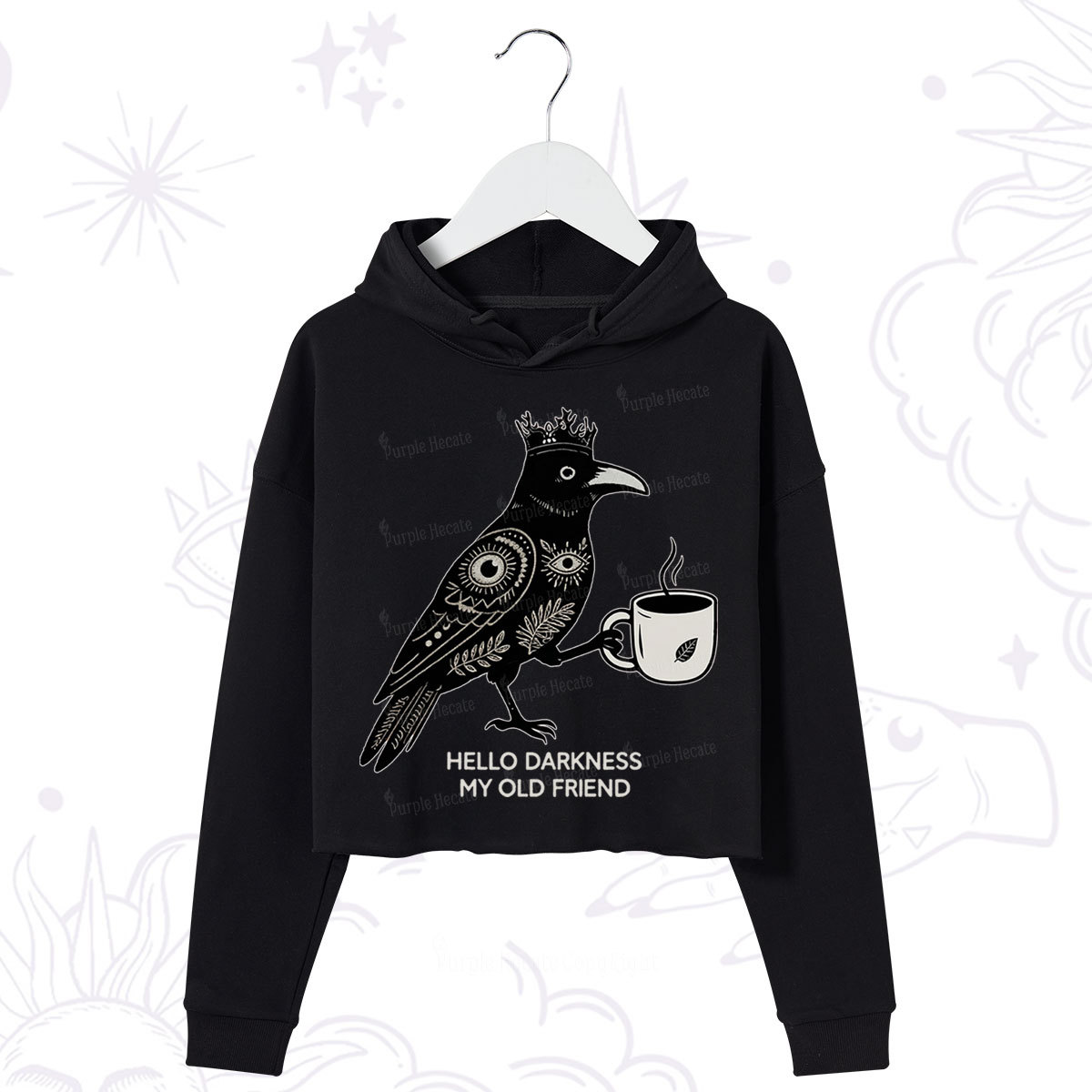 Purplehecate Hello Darkness My Old Friend Crop Hoodie