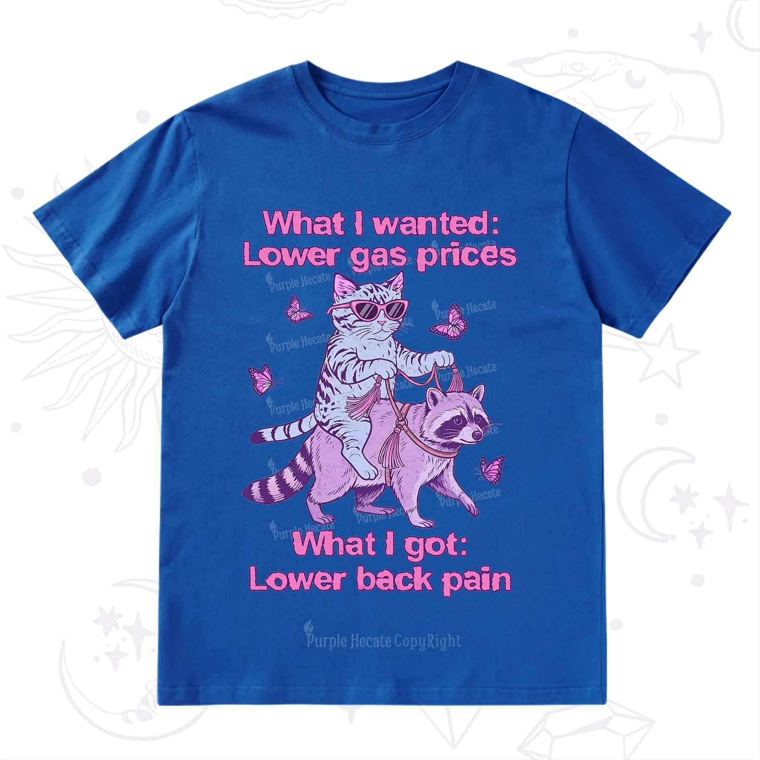 Purplehecate Lower Gas Prices Lower Back Pain Cat T-Shirt