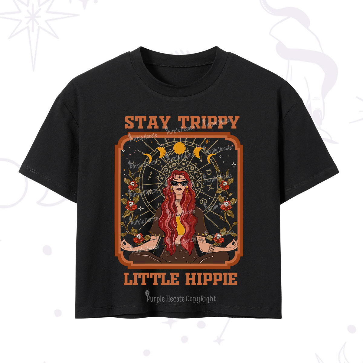 Purplehecate Stay Trippy Little Witchy Hippie Crop T-Shirt