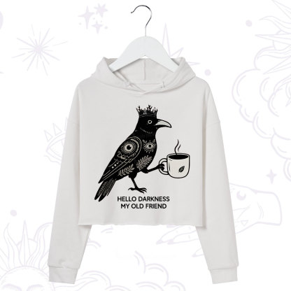 Purplehecate Hello Darkness My Old Friend Crop Hoodie