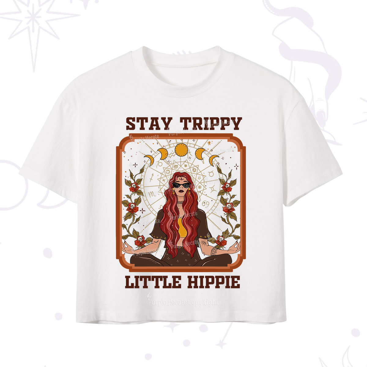 Purplehecate Stay Trippy Little Witchy Hippie Crop T-Shirt