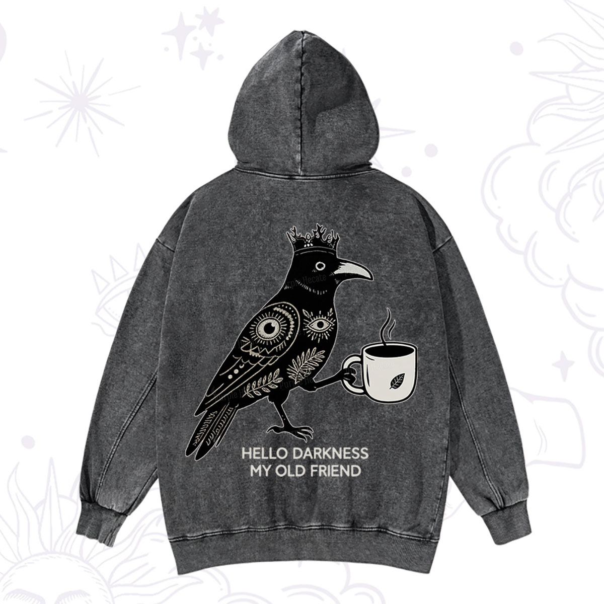 Purplehecate Hello Darkness My Old Friend Washed Hoodie