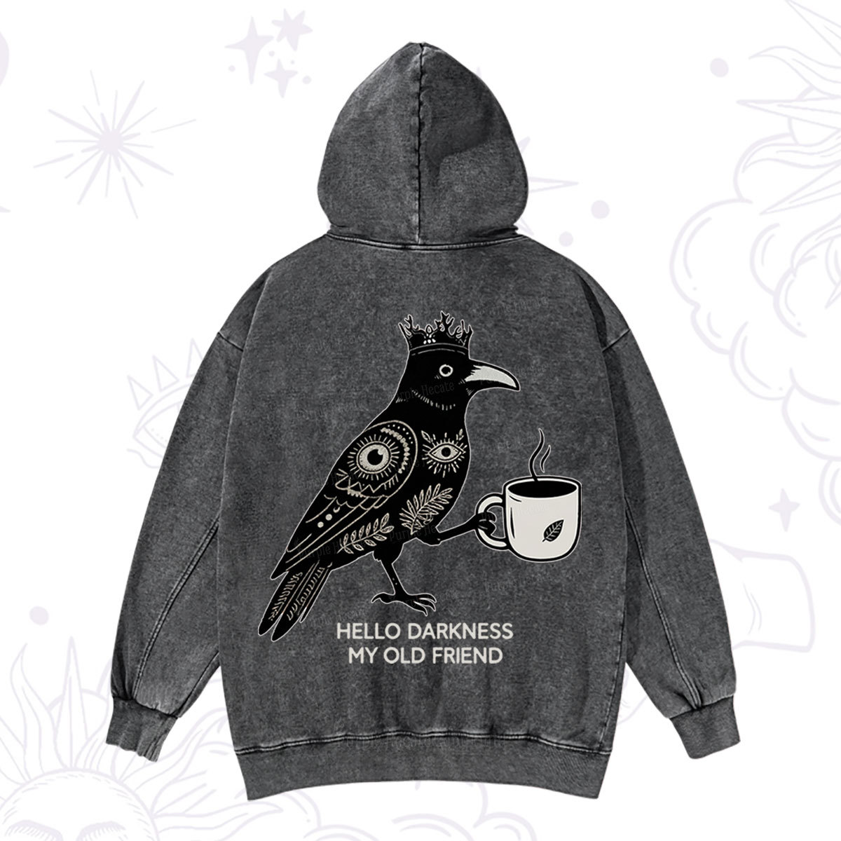 Purplehecate Hello Darkness My Old Friend Washed Hoodie