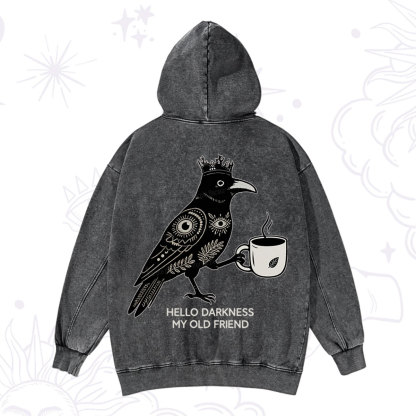 Purplehecate Hello Darkness My Old Friend Washed Hoodie