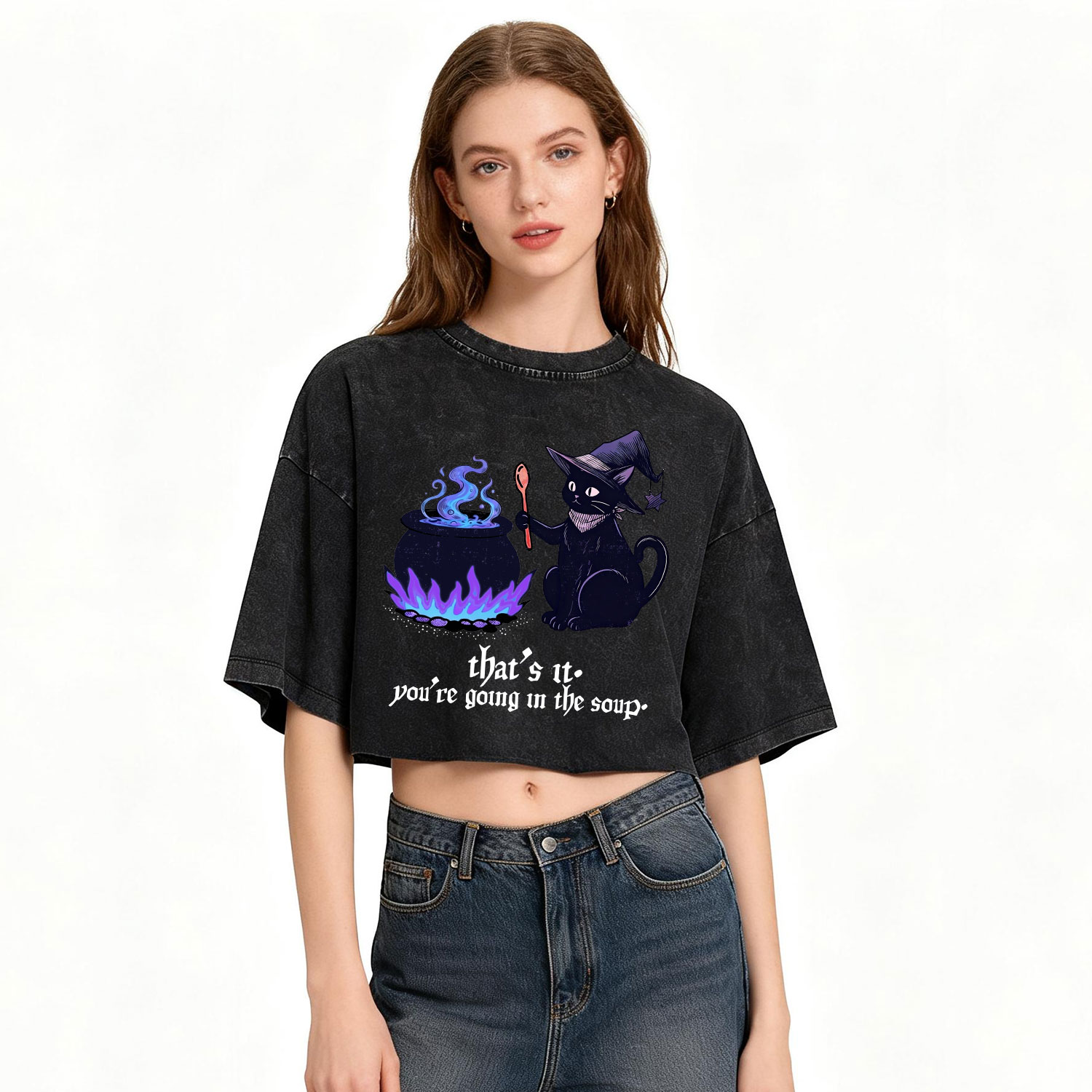 Purplehecate That's It You're Going In The Soup Washed Cropped T-Shirt