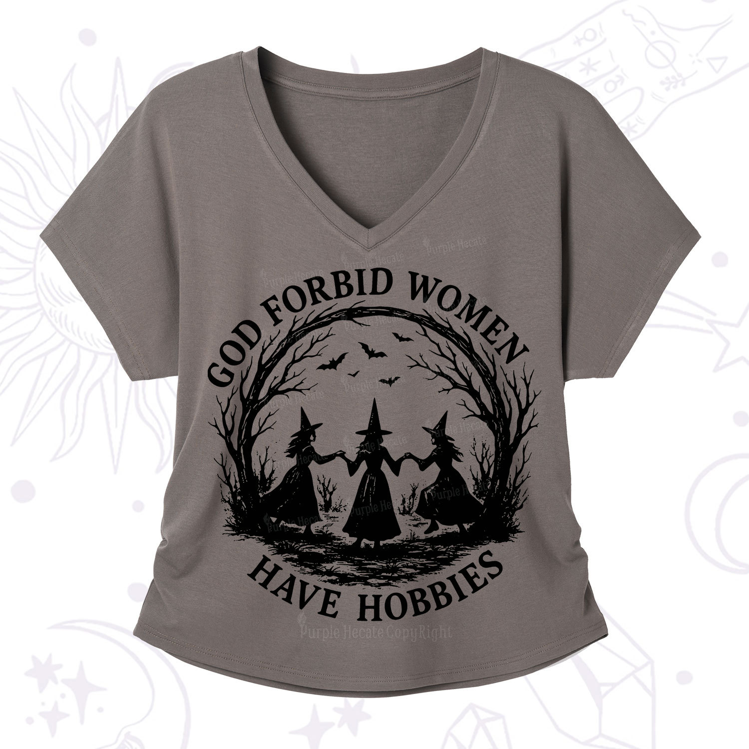 Purplehecate God Forbid Women Have Hobbies V-Neck T-Shirt