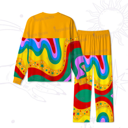 Purplehecate Dreamy Rainbow Waves Christmas Pajamas