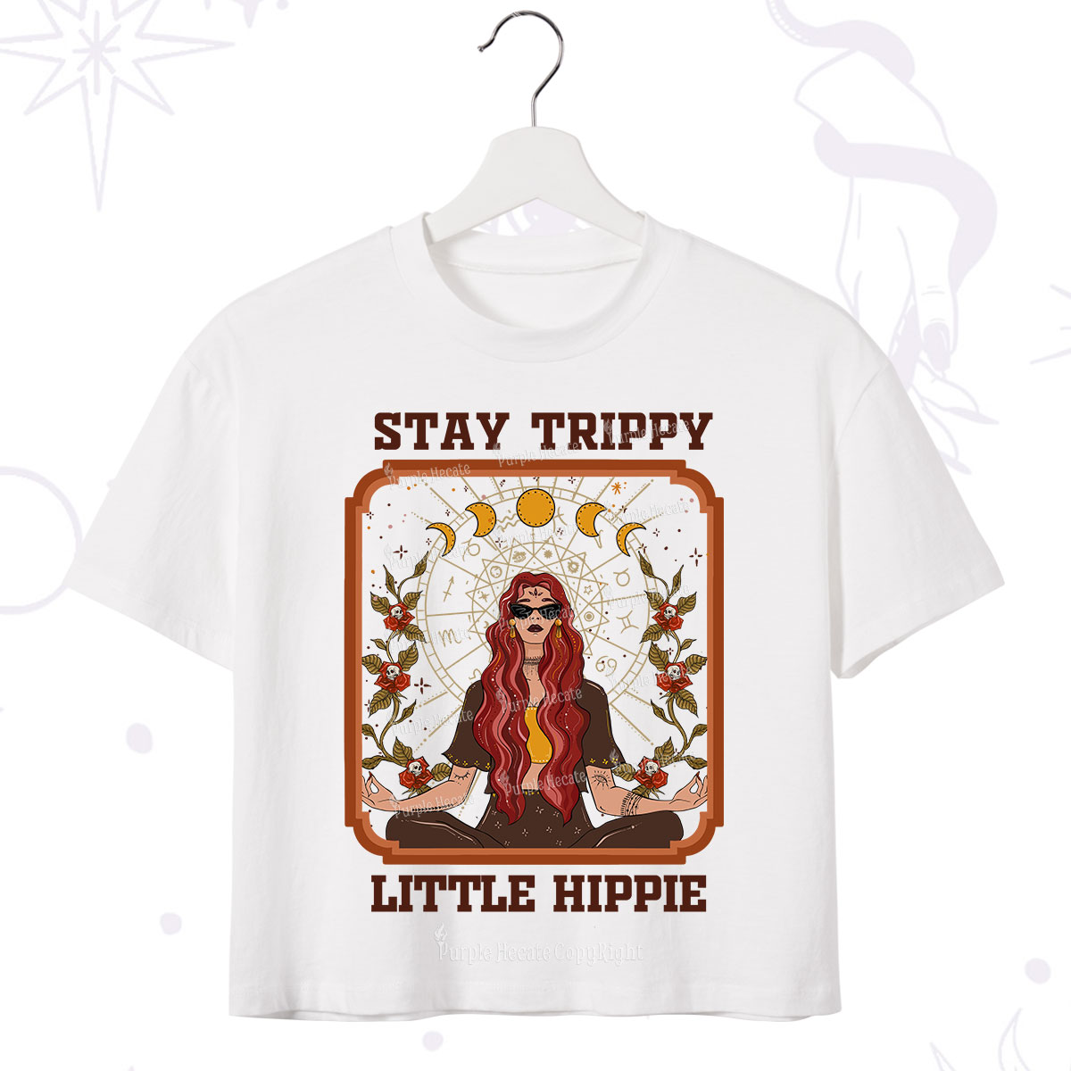 Purplehecate Stay Trippy Little Witchy Hippie Crop T-Shirt