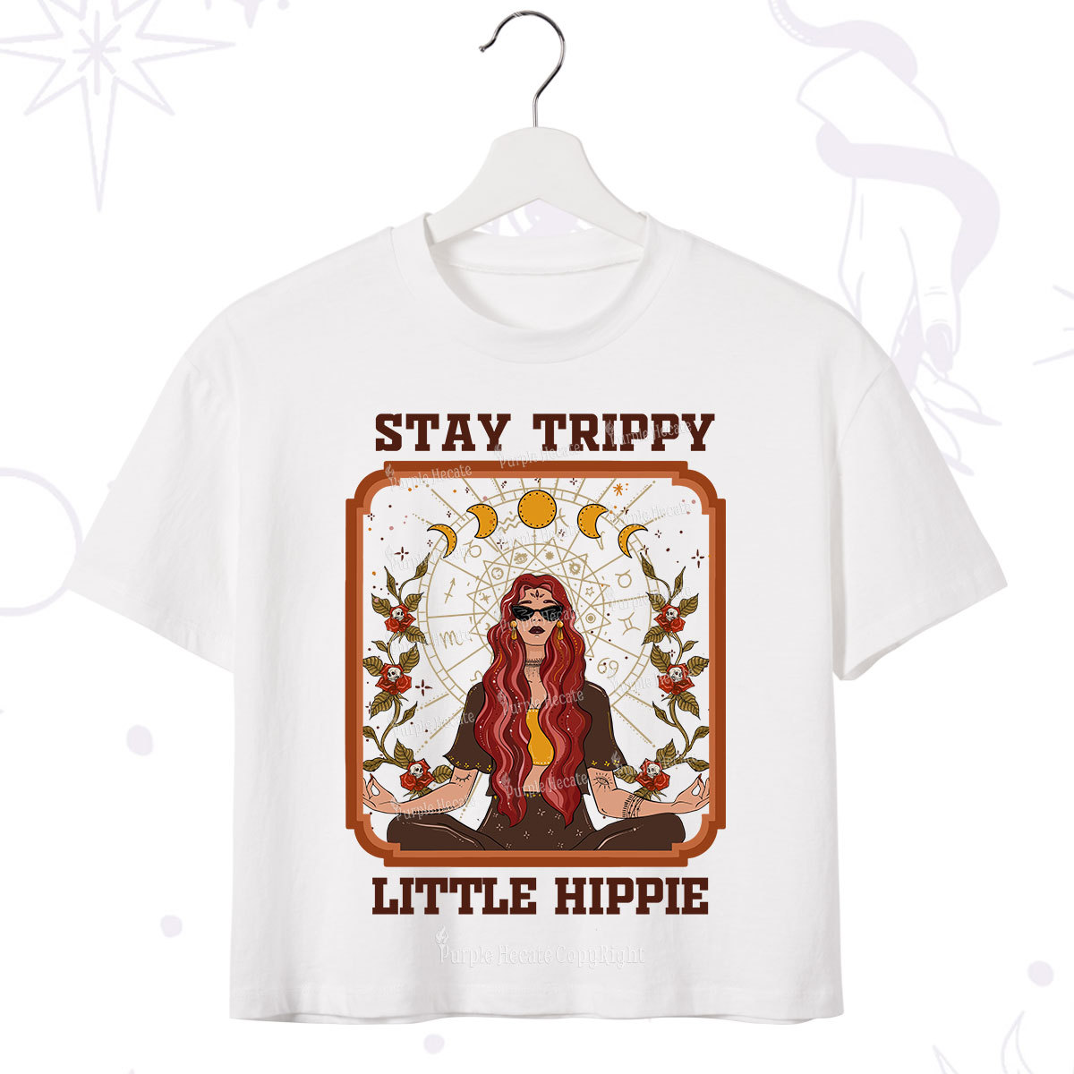 Purplehecate Stay Trippy Little Witchy Hippie Crop T-Shirt