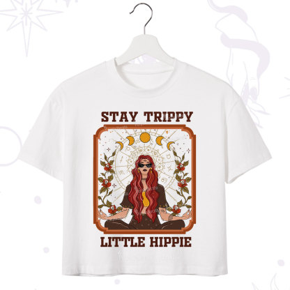 Purplehecate Stay Trippy Little Witchy Hippie Crop T-Shirt