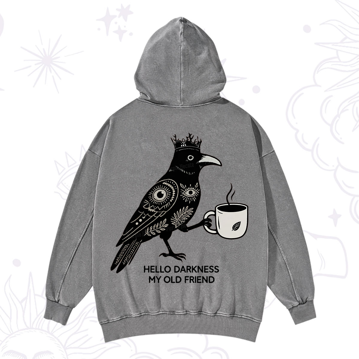 Purplehecate Hello Darkness My Old Friend Washed Hoodie