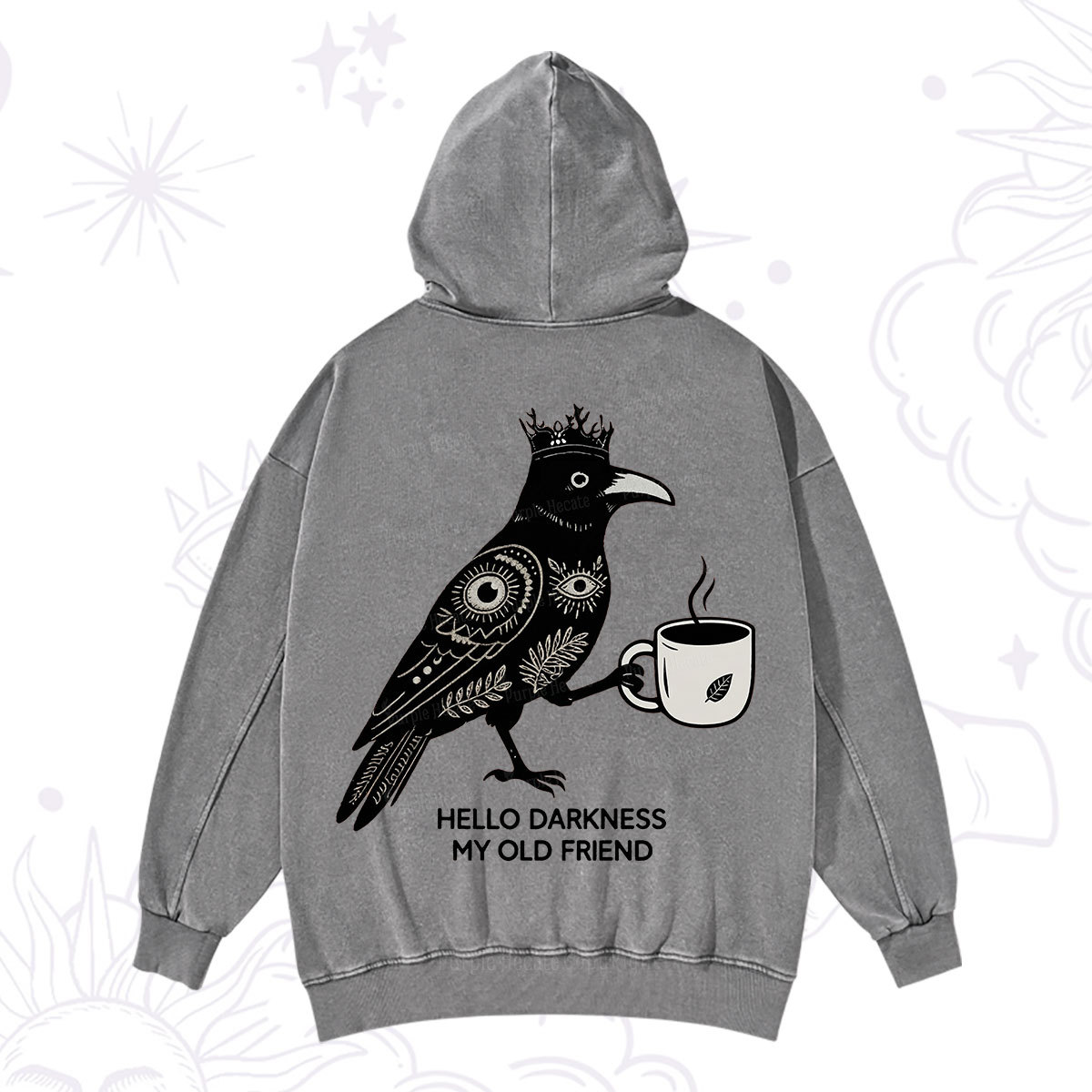 Purplehecate Hello Darkness My Old Friend Washed Hoodie