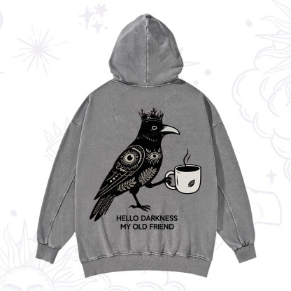 Purplehecate Hello Darkness My Old Friend Washed Hoodie