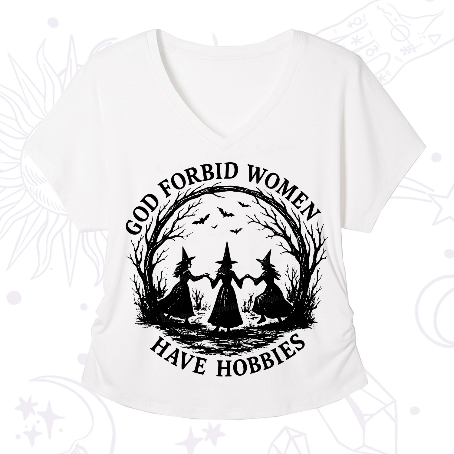 Purplehecate God Forbid Women Have Hobbies V-Neck T-Shirt