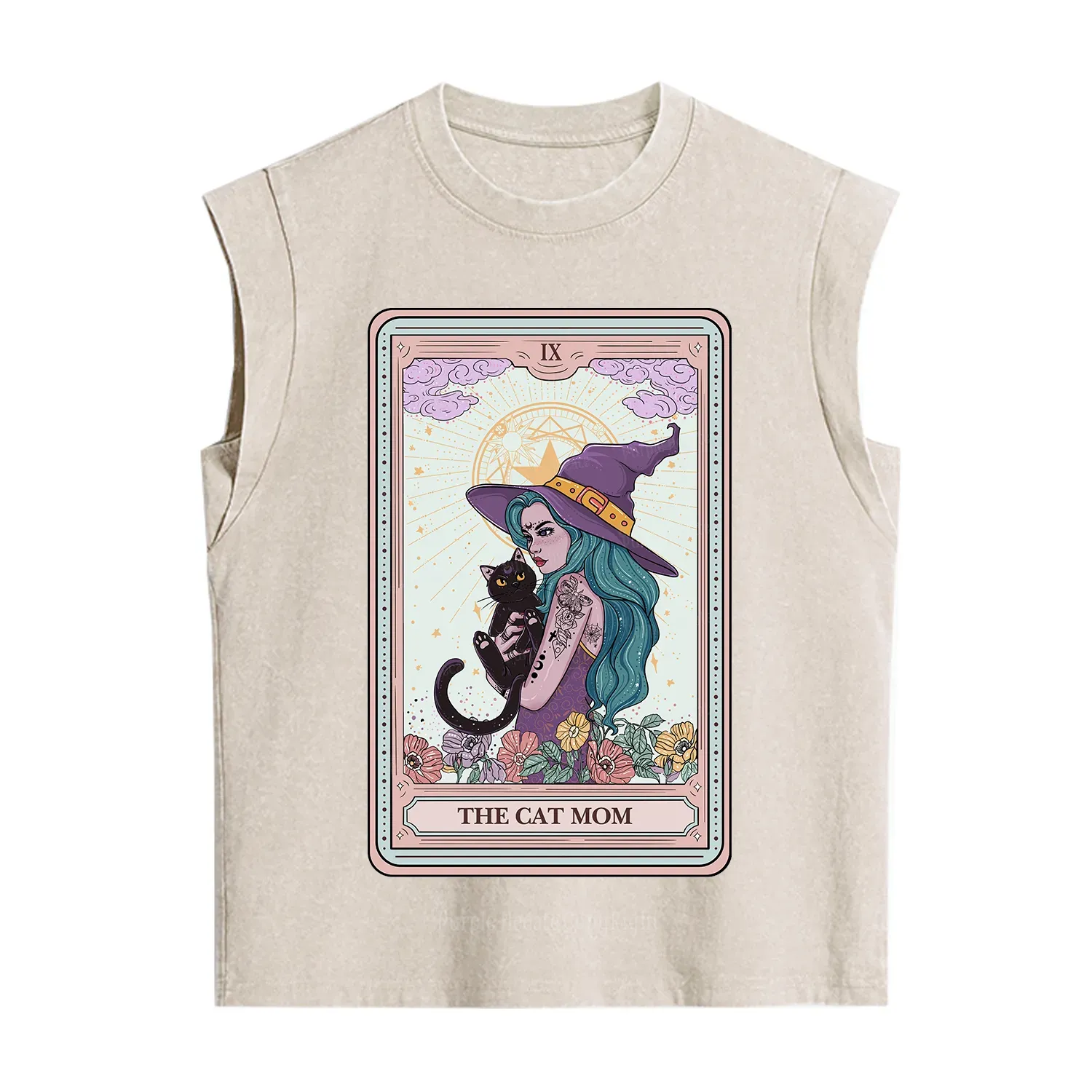Purplehecate The Gothic Cat Mom Tarot Vintage Washed Tank