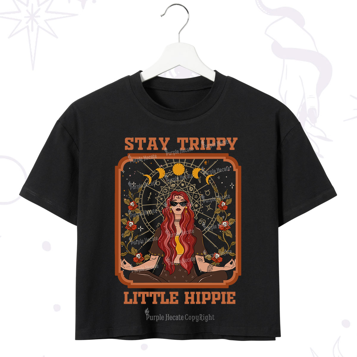 Purplehecate Stay Trippy Little Witchy Hippie Crop T-Shirt
