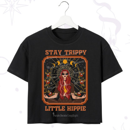 Purplehecate Stay Trippy Little Witchy Hippie Crop T-Shirt