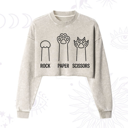 Purplehecate Rock Paper Scissors Cat Paw Edition Cropped Washed Sweatshirt