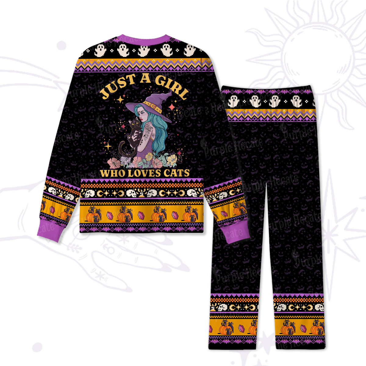 Purplehecate Just A Girl Who Loves Cats Halloween Pajamas