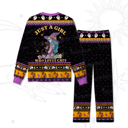 Purplehecate Just A Girl Who Loves Cats Halloween Pajamas