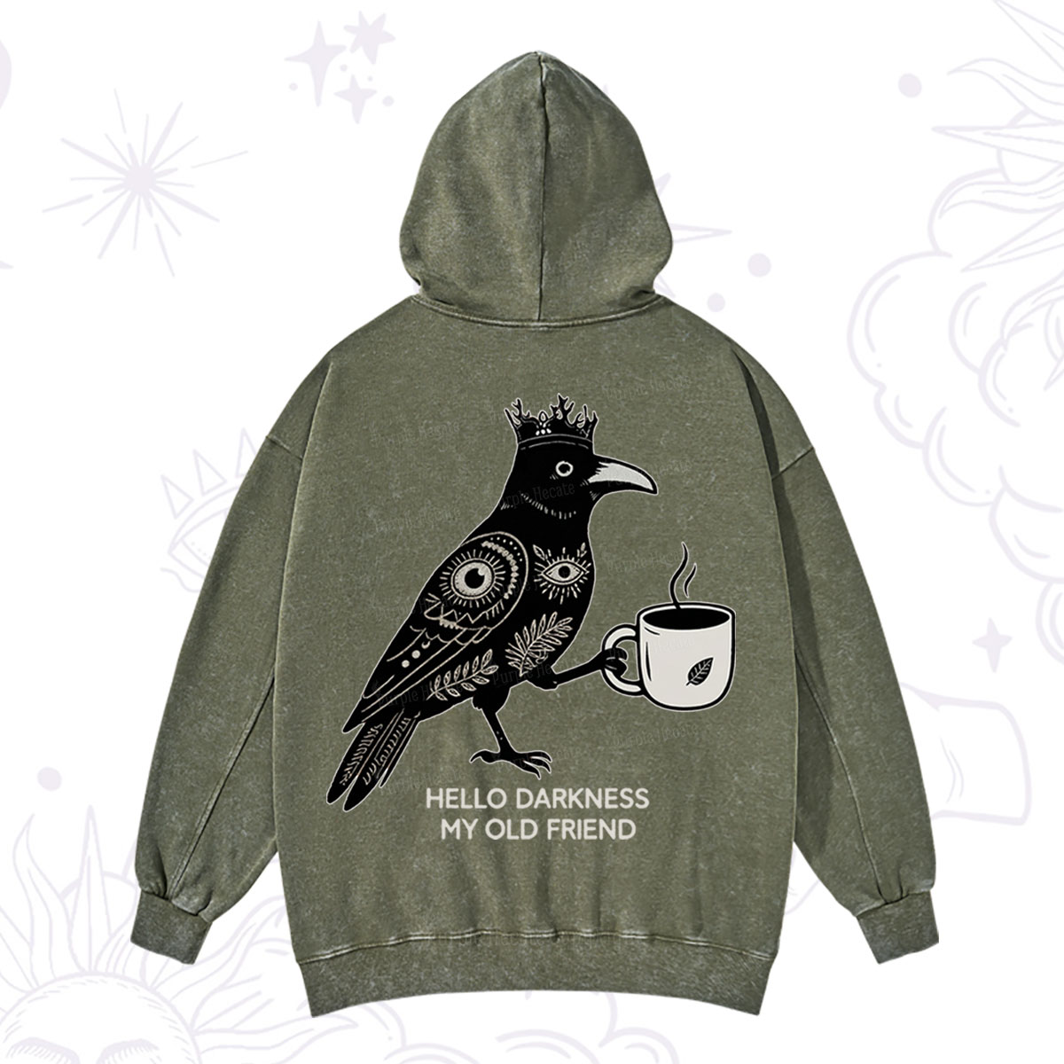 Purplehecate Hello Darkness My Old Friend Washed Hoodie