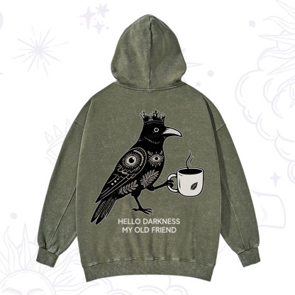 Purplehecate Hello Darkness My Old Friend Washed Hoodie