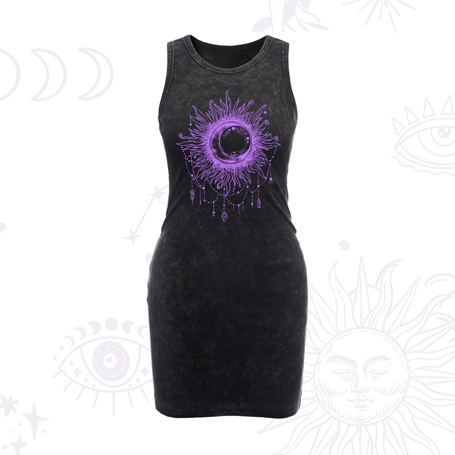 Purplehecate Starry Eye Washed Vintage Bodycon Tank Dress