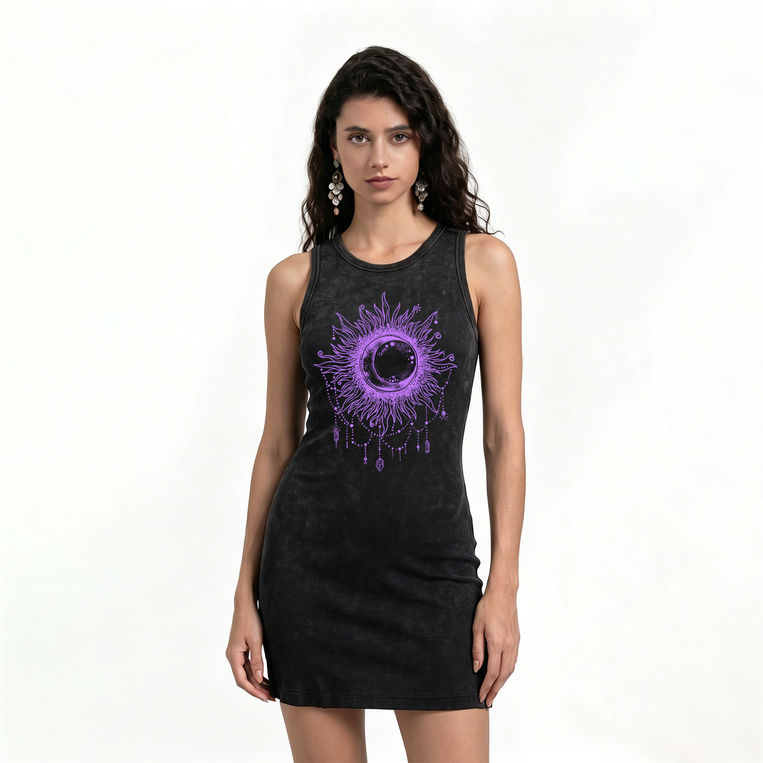 Purplehecate Starry Eye Washed Vintage Bodycon Tank Dress