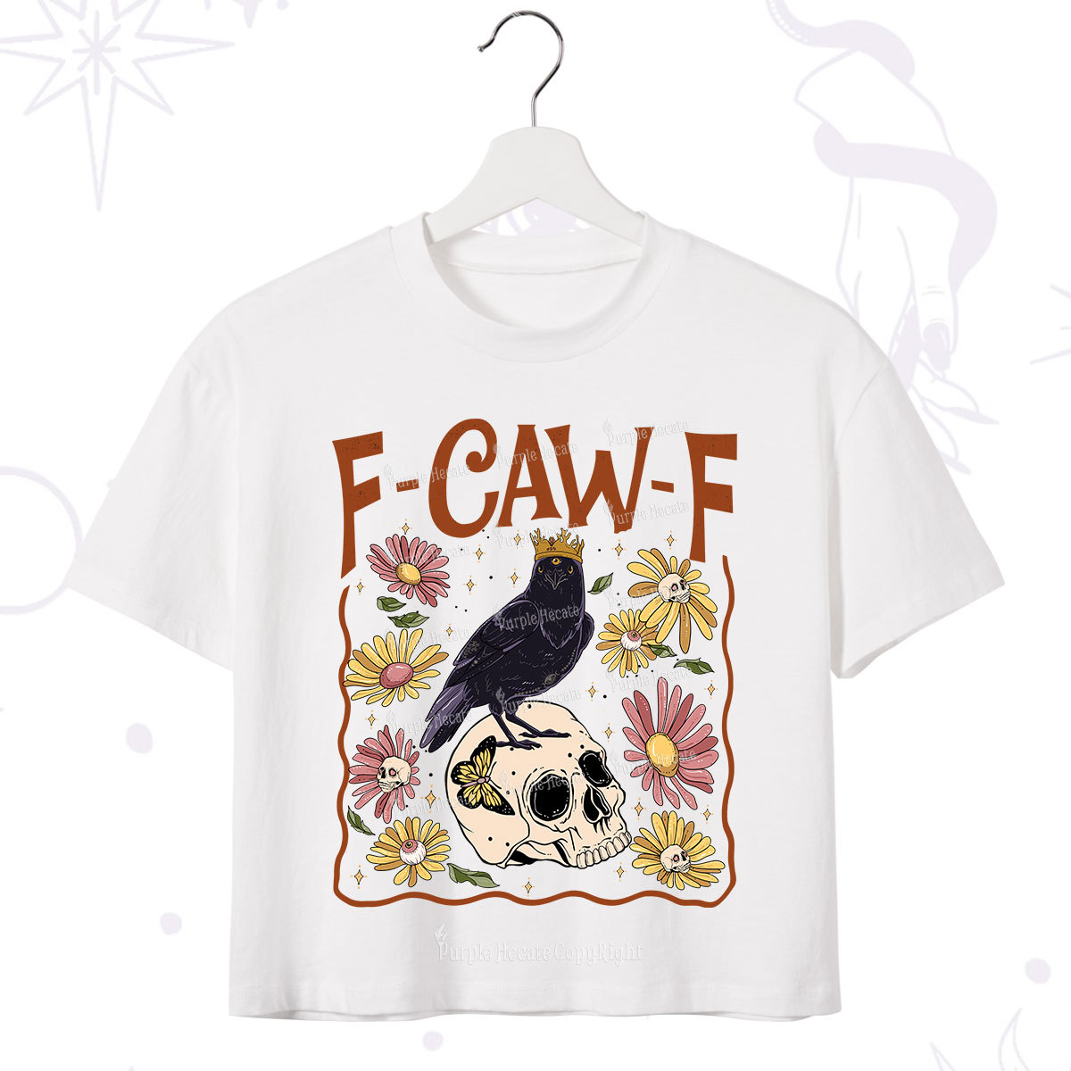 Purplehecate Funny F-Caw-F Crow Crop T-Shirt