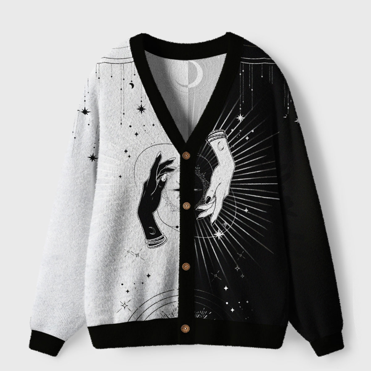 Purplehecate Mystic Duality Hands Ugly Ugly Cardigan Sweaters