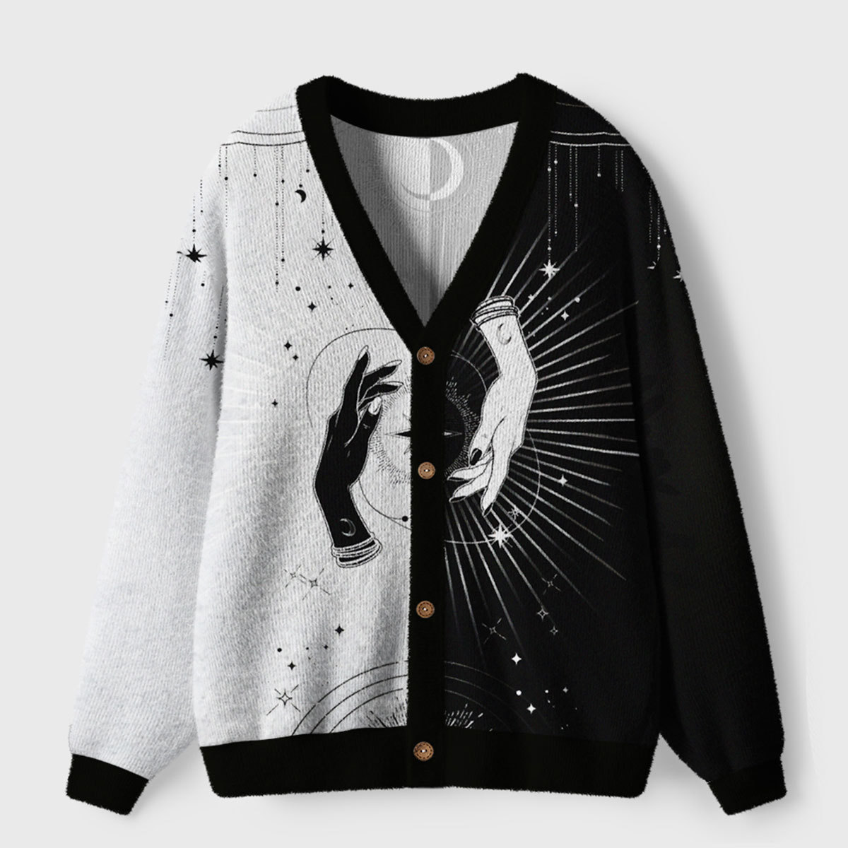 Purplehecate Mystic Duality Hands Ugly Ugly Cardigan Sweaters