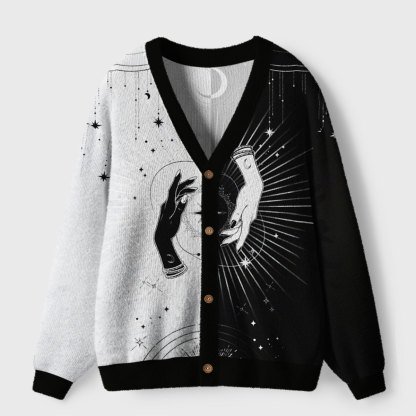 Purplehecate Mystic Duality Hands Ugly Ugly Cardigan Sweaters