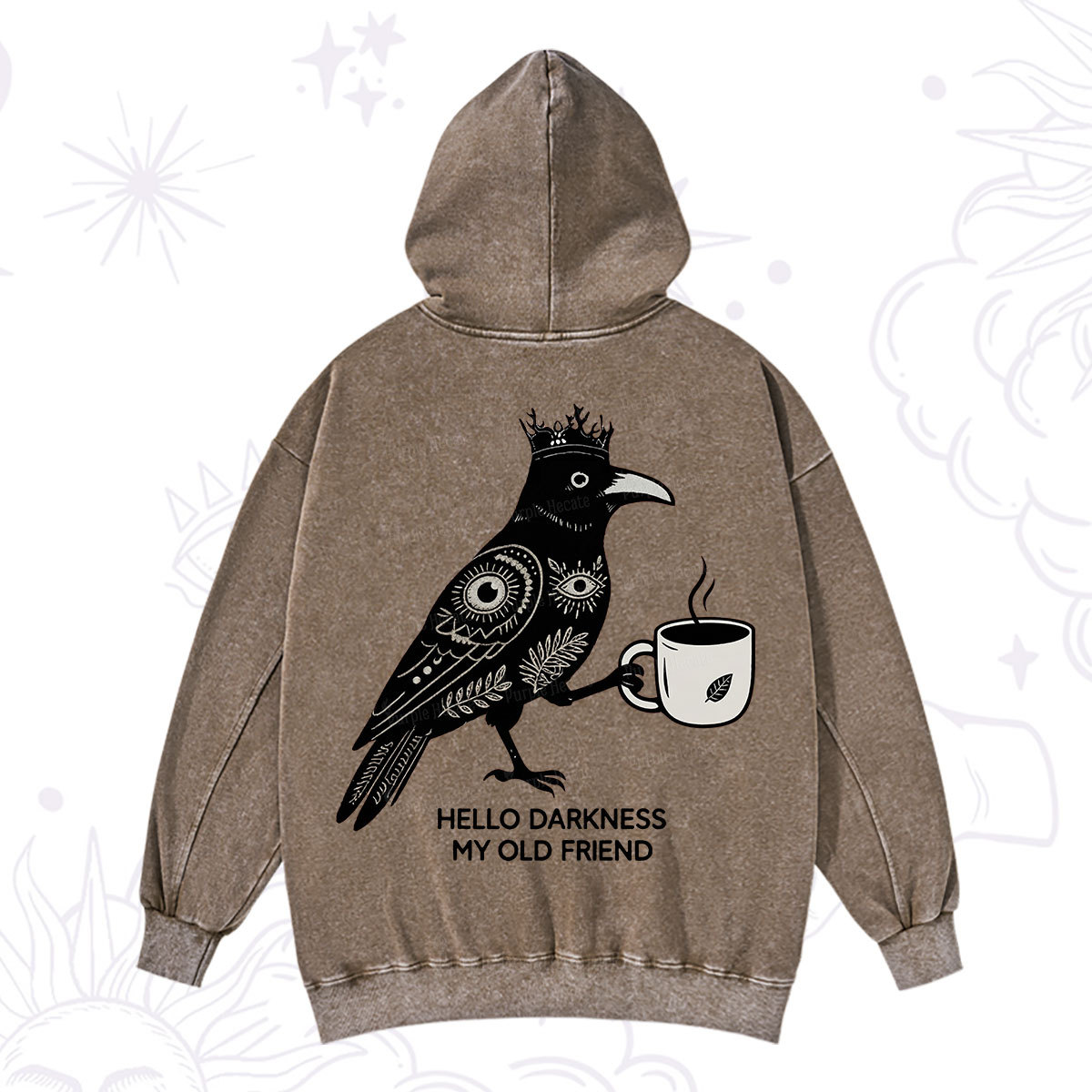 Purplehecate Hello Darkness My Old Friend Washed Hoodie