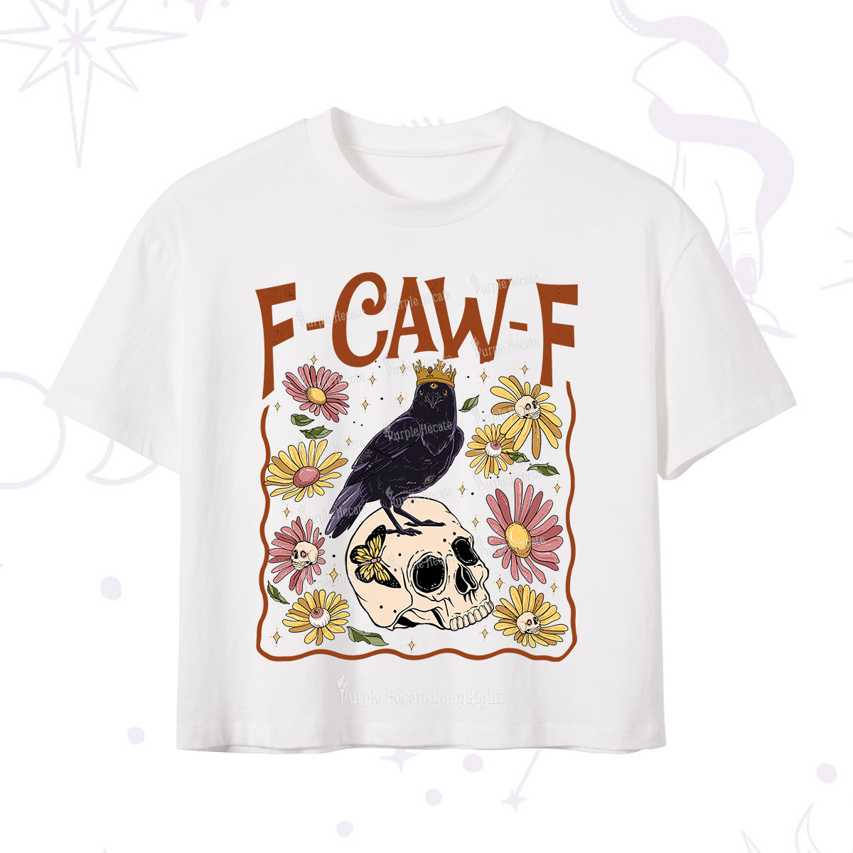 Purplehecate Funny F-Caw-F Crow Crop T-Shirt