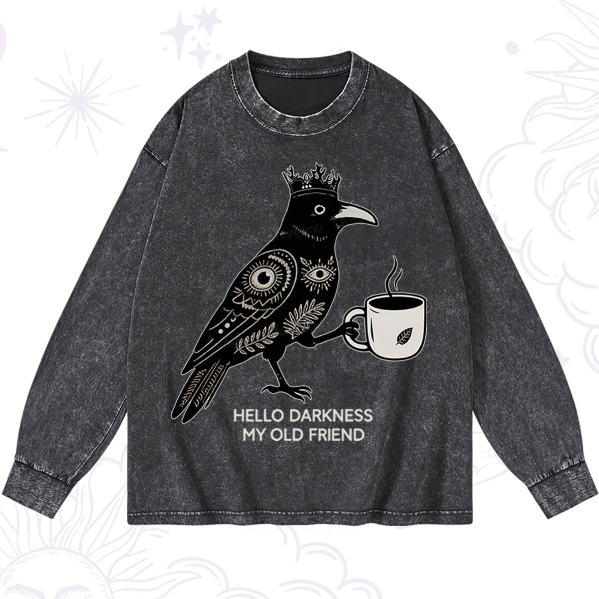 Purplehecate Hello Darkness My Old Friend Washed Long Sleeve Shirt
