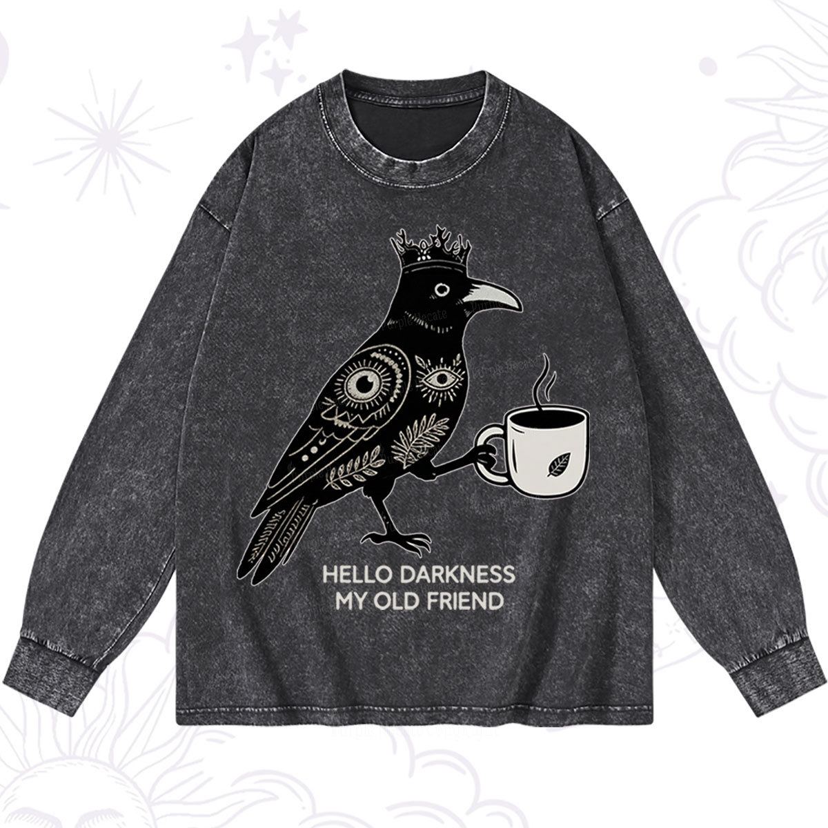 Purplehecate Hello Darkness My Old Friend Washed Long Sleeve Shirt