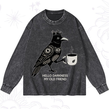 Purplehecate Hello Darkness My Old Friend Washed Long Sleeve Shirt