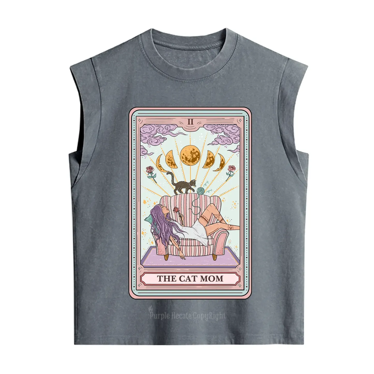 Purplehecate The Cat Mom Tarot Vintage Washed Tank