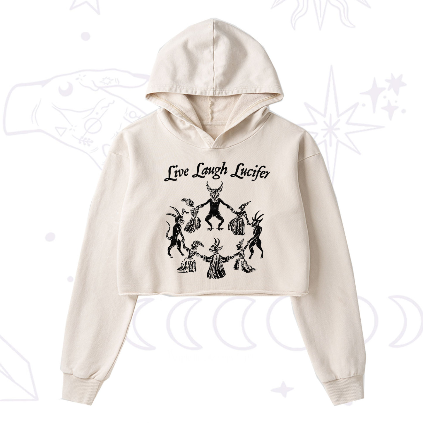 Purplehecate Live Laugh Lucifer Washed Cropped Hoodie