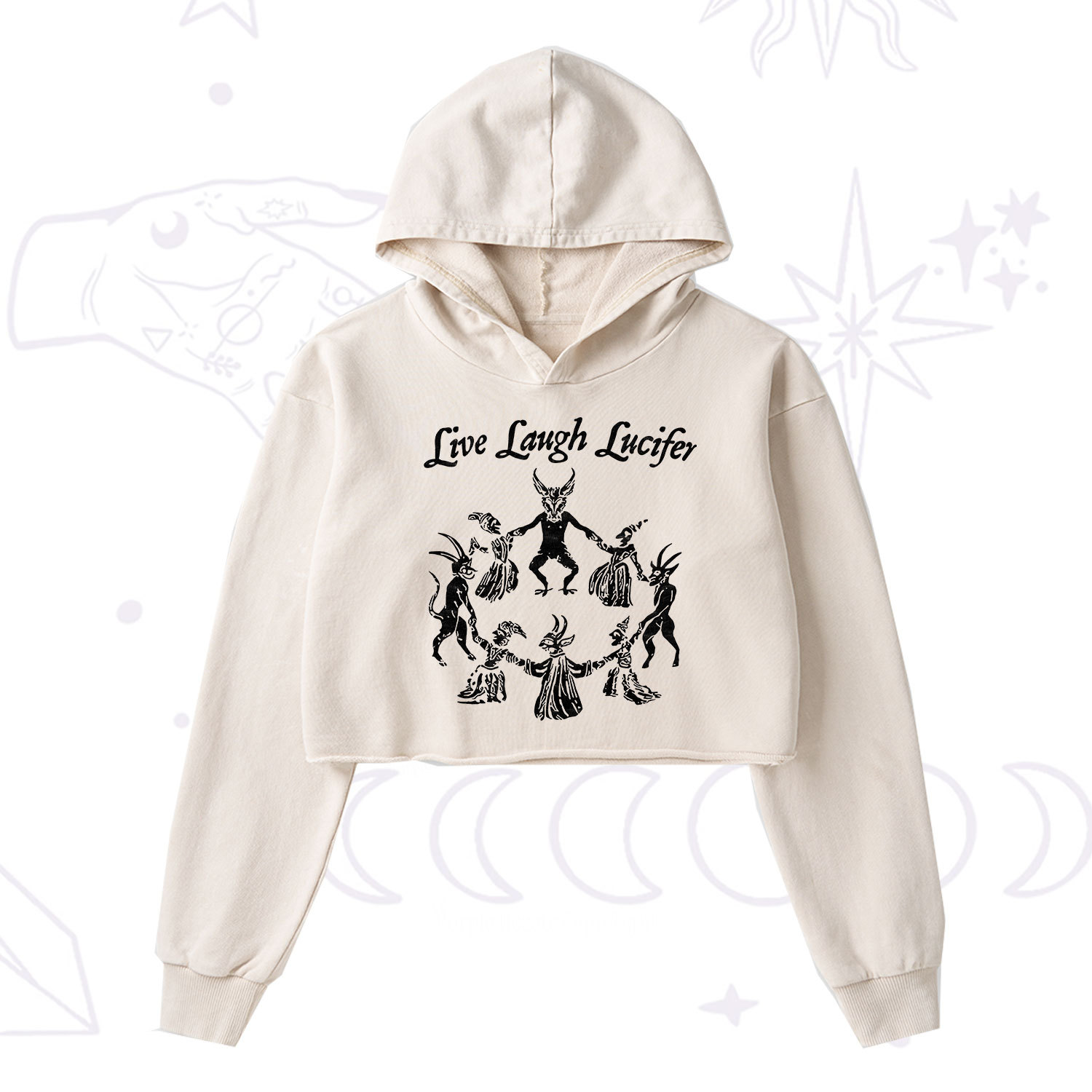Purplehecate Live Laugh Lucifer Washed Cropped Hoodie