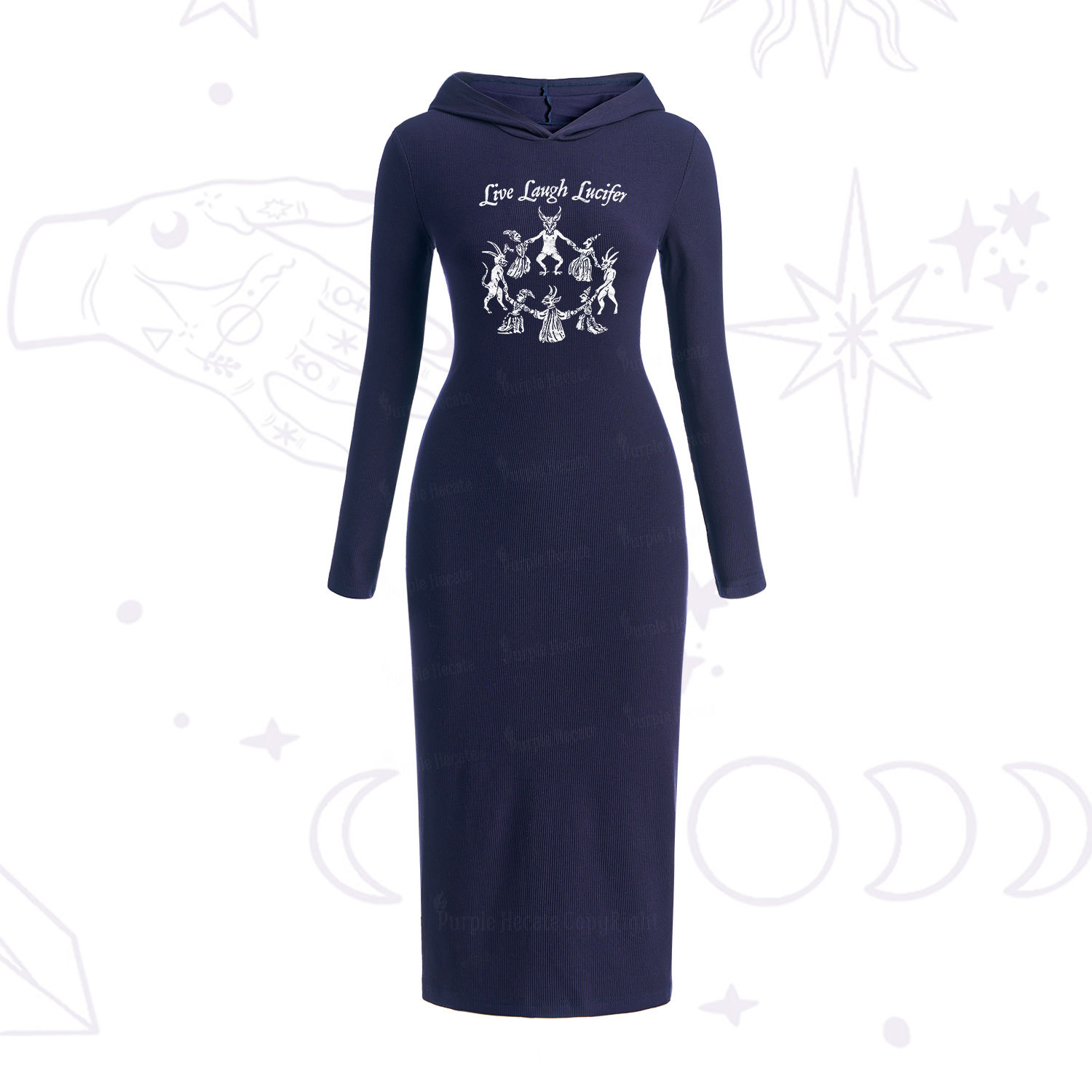 Purplehecate Live Laugh Lucifer Hooded Knit Dress